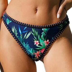 Cupshe Women's Night Orchid Whipstitch Mid‎ Rise Bikini Bottoms Blue Size Large